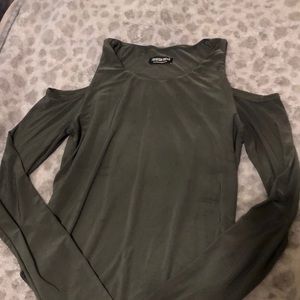 USED FASHION NOVA DARK GREEN BODYSUIT